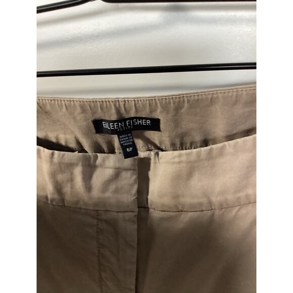 Eileen‎ Fisher Women's Cotton Blend Pockets Flat Front Chino Pants Tan Size 6P - Picture 4 of 9